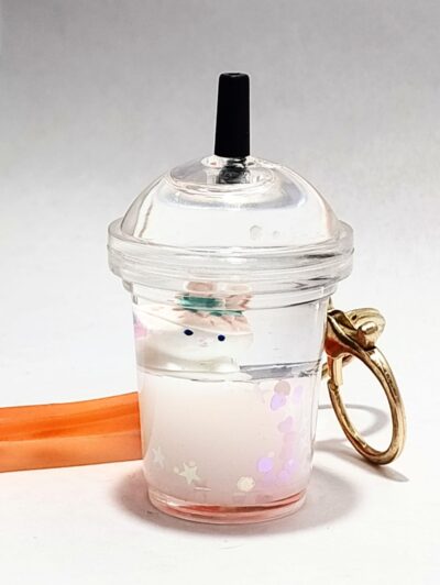 Cold coffee transparent cup keychain with straw