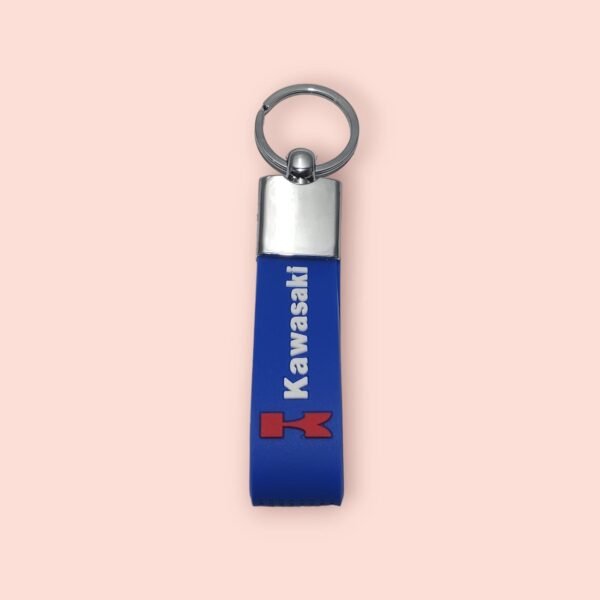 Stylish Kawasaki Keychain: Blue Rubber & Metal