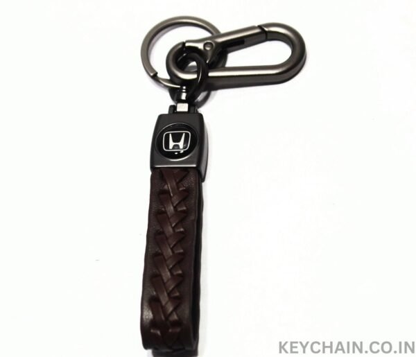 Honda Car keychain in leather strap wih metal hook