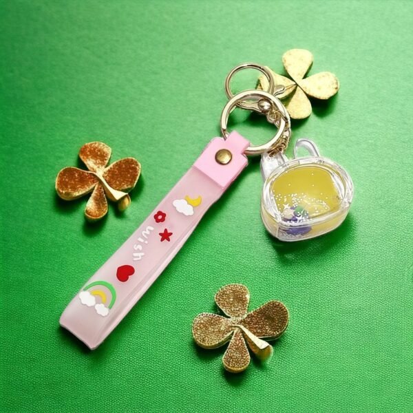 Cute Midi Cat Transparent Keychain with Glitter for Girls