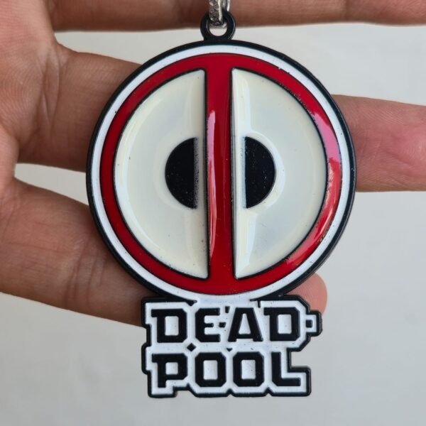 Deadpool Metal Keychain, Marvel Deadpool Keychain, Deadpool Logo Keychain, Metal Superhero Keychain, Red White Black Deadpool Keychain, Premium Deadpool Keychain, Marvel Collectible Keychain, Bike Keychain, Deadpool Mask Keychain, High Edition Paint Finish Keychain, Keychain.co.in, Marvel Fan Gift, Deadpool Merchandise, Comic Character Keychain, Metal Keychain for Bags and Keys