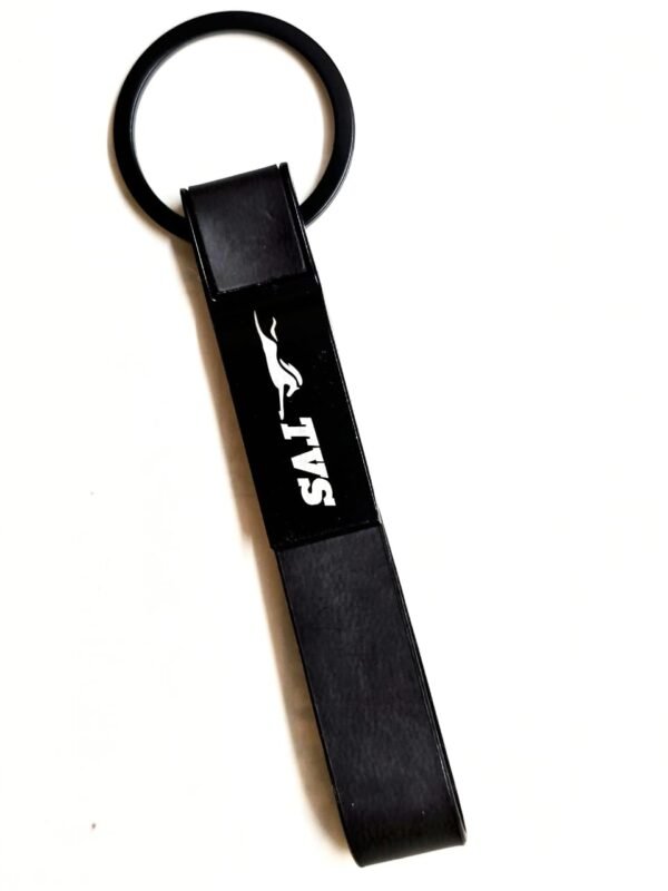 TVS Leather abnd metal buckle keychain for tvs bike buy from keychain.co.in
