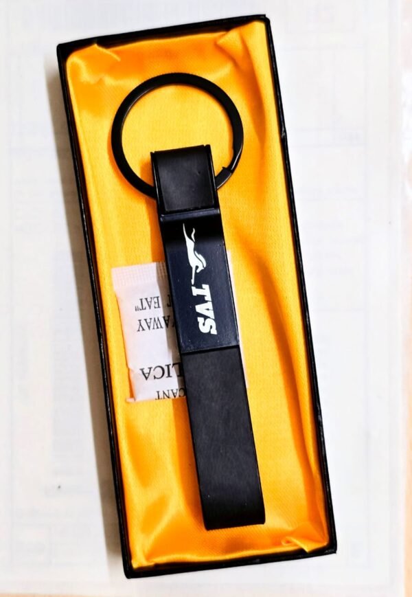 TVS Leather abnd metal buckle keychain for tvs bike buy from keychain.co.in