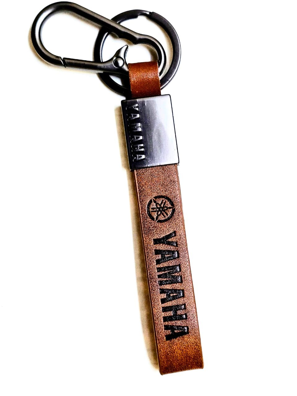 Yamaha bike keychain in metal and leather buy from keychain.co.in